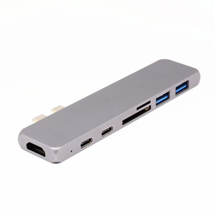 Silver multiport dock with two protruding connectors