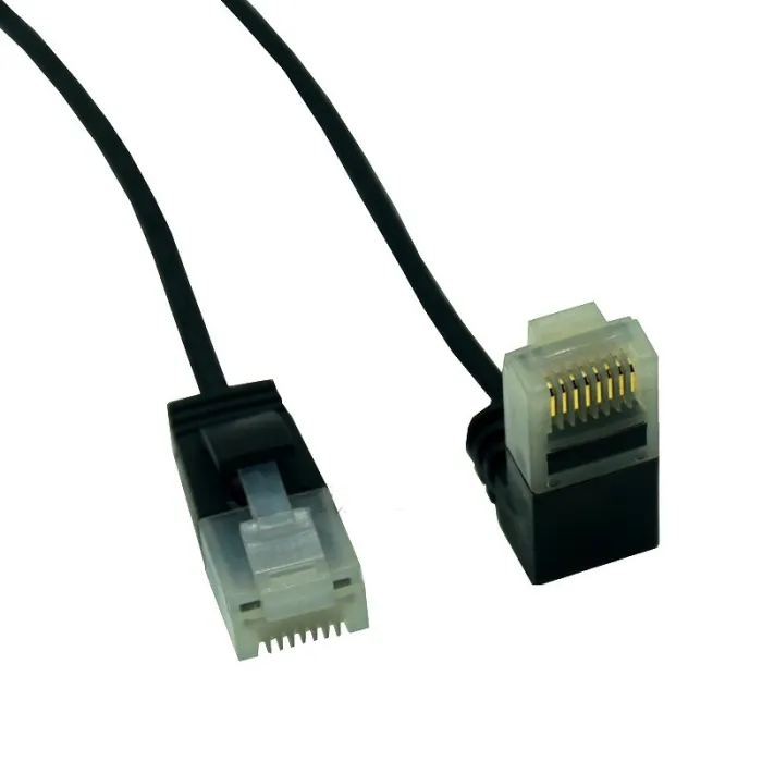 Black cable with two right-angle RJ45 connectors