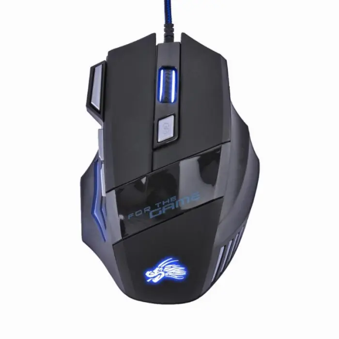 Black wired USB gaming mouse with illuminated accents